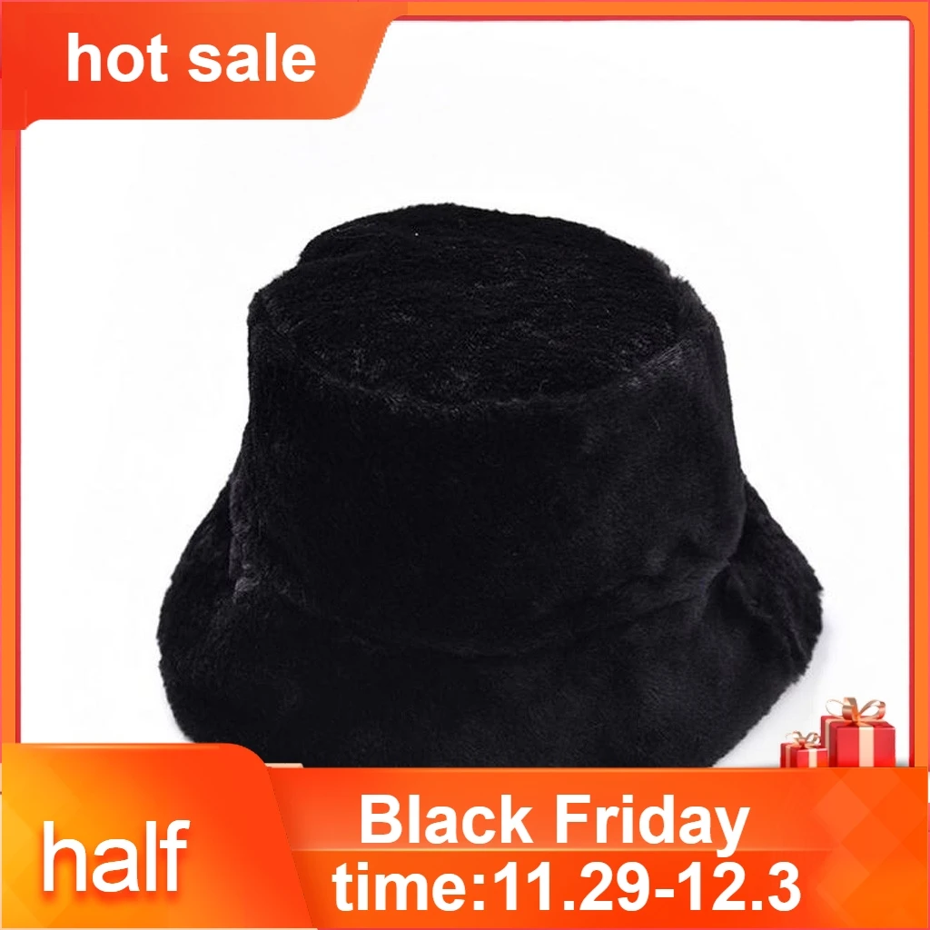 Женская зимняя Панама из искусственного меха, Высококачественная однотонная теплая Женская шапка из искусственного меха, Солнцезащитная шляпа от солнца, Панама, 5