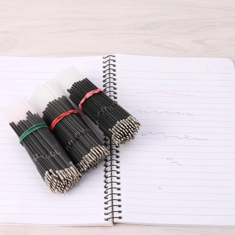 100 Pcs 0.7MM Ballpoint Pen Refills Medium Point for Retractable Pens Blue/Red/Black Ink 107MM Length for School Office 4