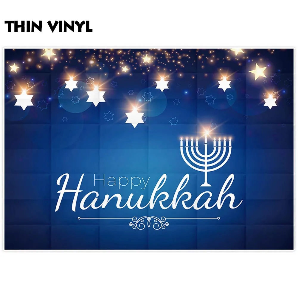 Funnytree задний фон для фотостудии Happy Hanukkah blue candle star shinny bokeh вечерние виниловые Декорации для фотосъемки