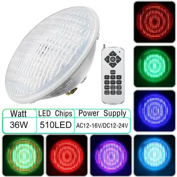

36W LED RGB Swimming Pool Light with Remote Control IP68 Waterproof Fountain Light Underwater Pond Light AC12-16V/DC12-24V