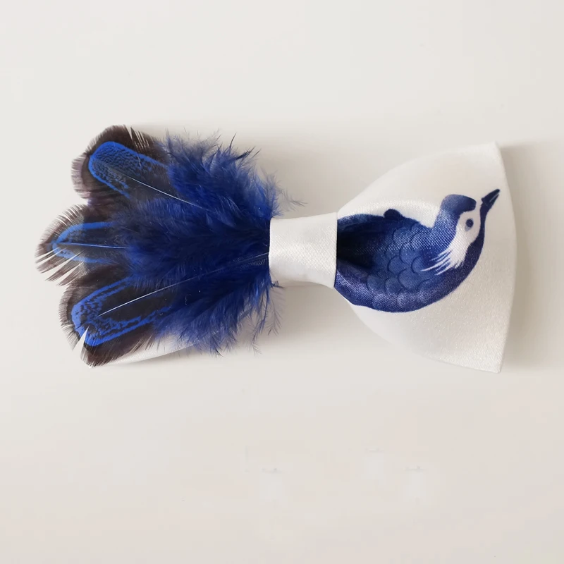 Мужской Модный повседневный мужской синий птица павлин перо галстук-бабочка хост жених Свадебные Фламинго Вечерние