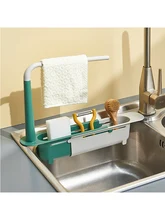 Telescopic Sink Shelf Kitchen Sinks Organizer Soap Sponge Holder Sink Drain Rack Storage Basket Kitchen Gadgets Accessories