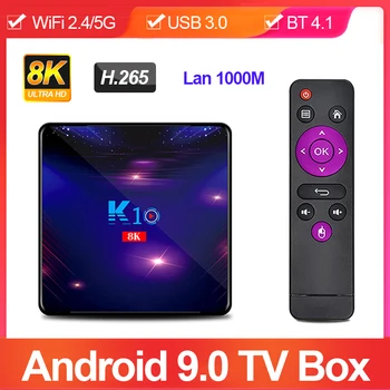 

K10 TV BOX Android 10 Amlogic S905X3 BT V4.1 2.4G/5G WIFI 1000M USB 3.0 4G 32G 64G 128G 8k Media Player Smart Set Top Box