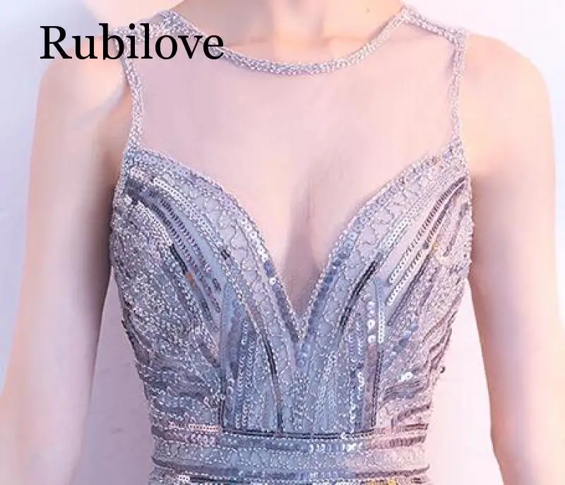 Rubilove вечерние платья рыбий хвост новое платье тонкое женское платье большого размера в бусинах и пайетках платье