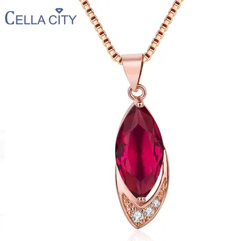 

Cellacity Korean 925 Sterling Silver Necklaces for Women with Creative ruby gemstone silver female fine jewelry wedding gift