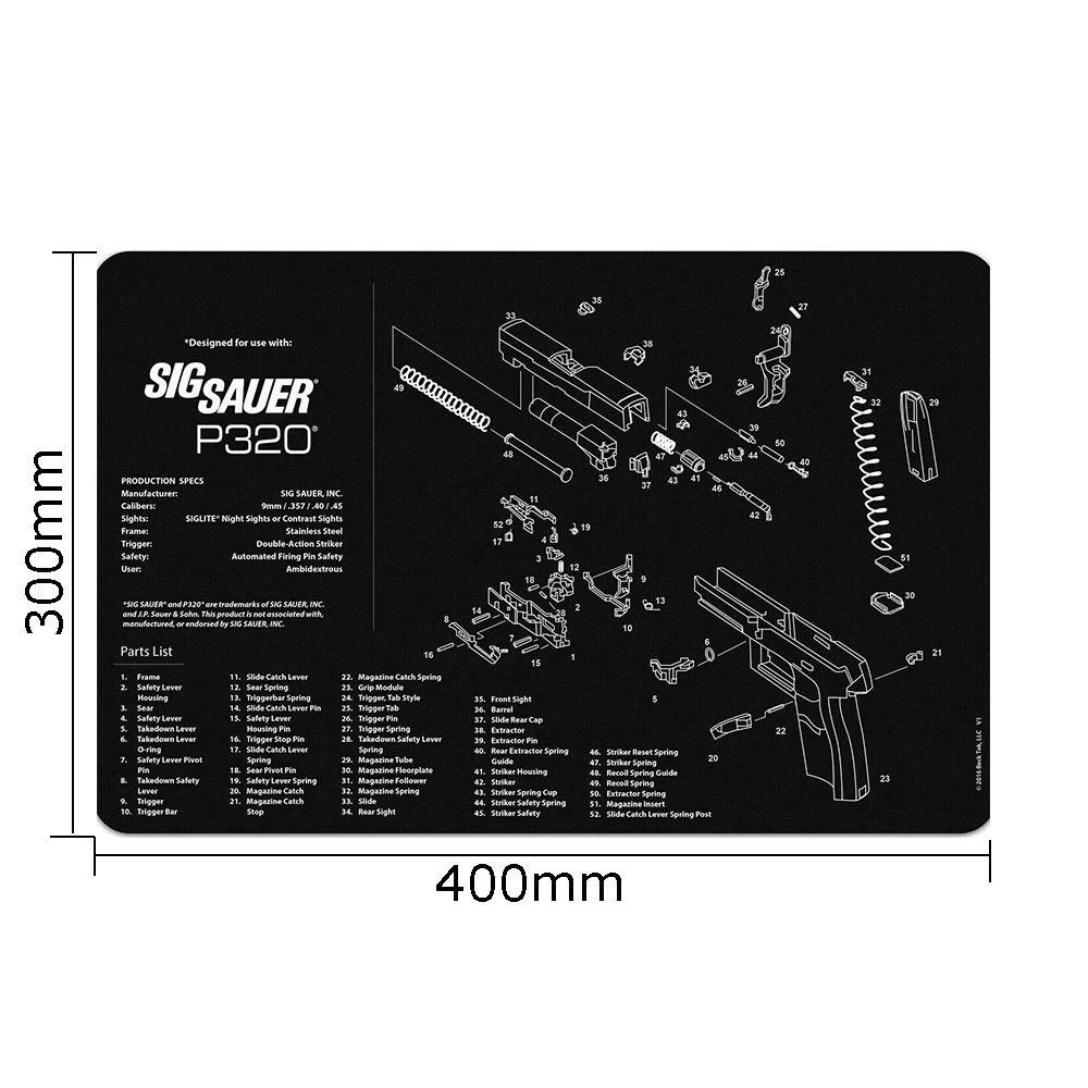 Sig Sauer P320 Gun Cleaning Mat Kit M&ampP SHIELD P238 P938 SP2022 SPRINGFIELD XD MOD2 Mouse Pad Diagram Instructions | Спорт и