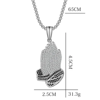 

Micro pave cz Prayering hand pendant neckalce design for men