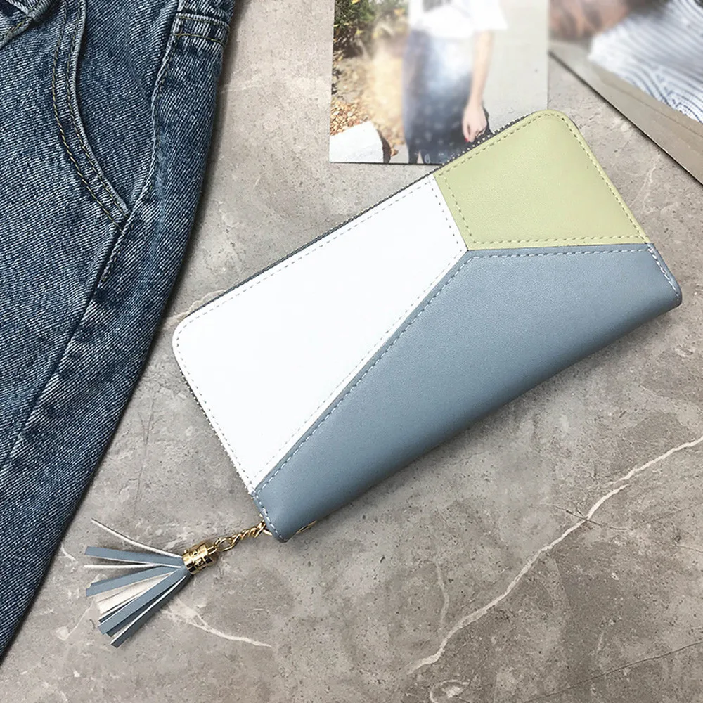 Fashion Wallet Women Tassel Heart Simple Zipper Purses Long Purse Section Clutch Wallet Soft PU Leather Money Bag Dropship