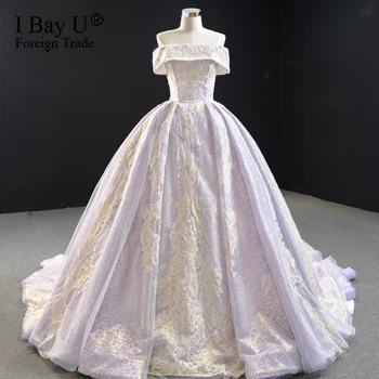 شراءفستان زفاف عربي فاخر بلون أرجواني 2020 طبقة من الدانتيل على الكتف زي العرائس رداء مارياج فيستدو دي نويفا موديستو