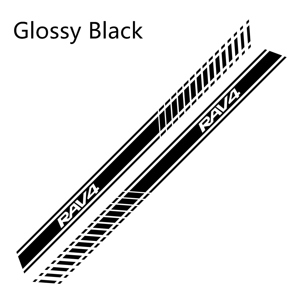 Glossy Black 2 шт. наклейки для автомобиля с боковыми полосками для Toyota RAV4 Авто Виниловая пленка наклейки DIY Украшение для стайлинга автомобиля аксессуары для тюнинга автомобиля - Название цвета: Glossy Black