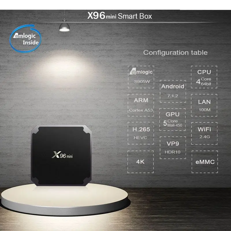 X96 мини 4K tv Box Android 7.1.2 интернет медиаплеер 2,4 GHz WiFi 16G EU plug