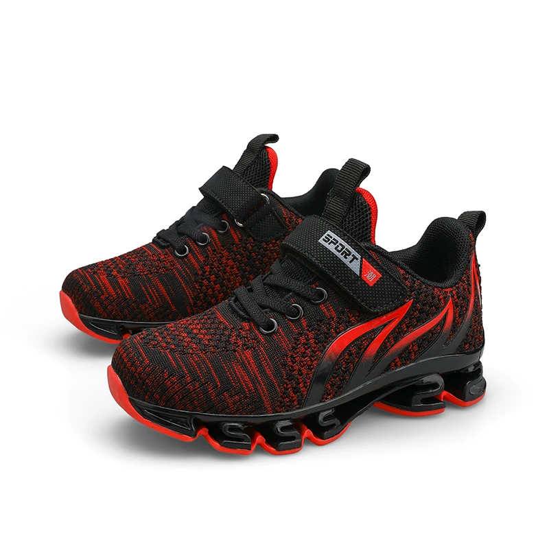 red boys shoes Детская обувь больших размеров для мальчиков; сезон весна-осень; дышащие кроссовки для детей; легкая уличная спортивная обувь для бега с полой подошвой; Tenis Infantil - Цвет: red boys shoes