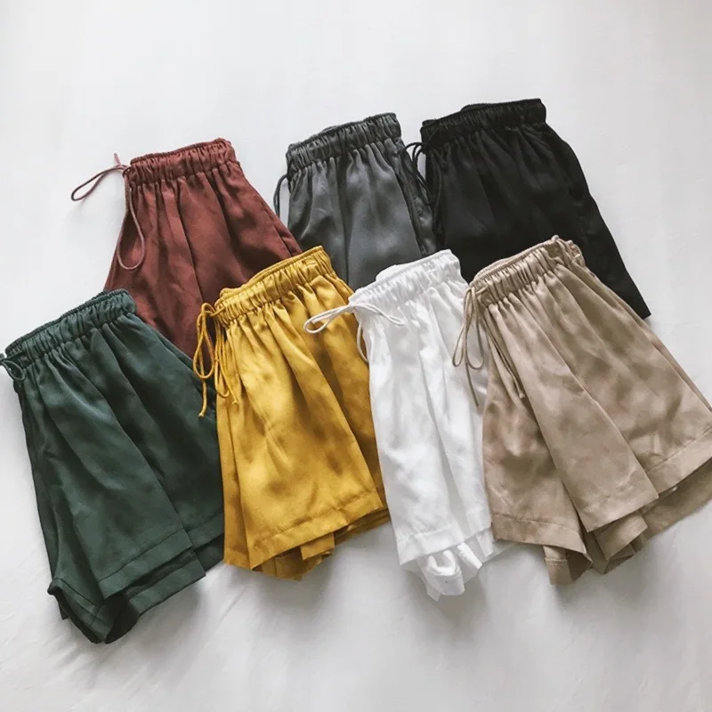 

Women's Shorts Spring Summer New Copper Ammonia Silk Elastic Waist Loose Large Size Multicolor Street Fashion Casual Shorts Boho