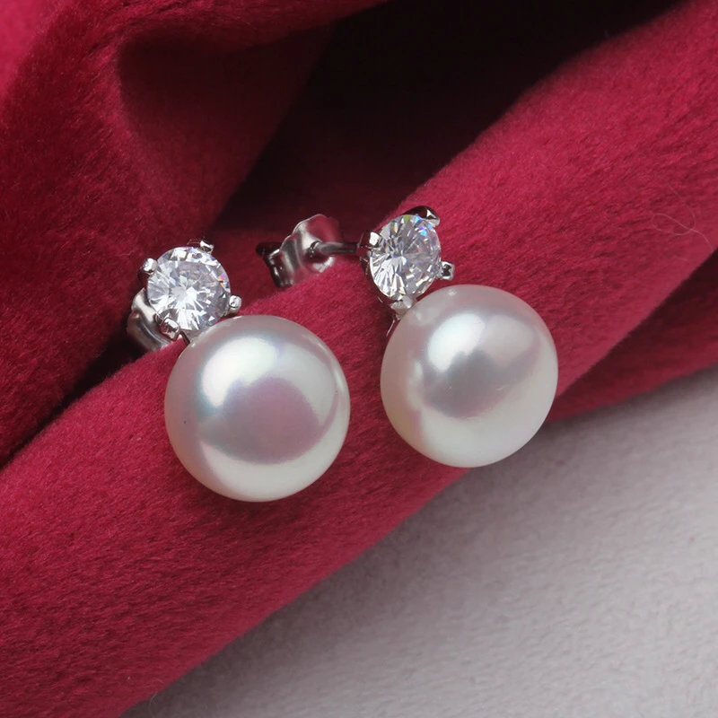 

HOT Real Freshwater 8-9MM Pearl Earrings Stud Earrings Nice Party Wedding Girl Female Women Gift 10 pairs/lot