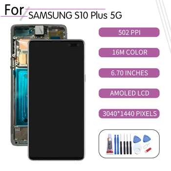 

ORIGINAL For SAMSUNG Galaxy S10 5G LCD Touch Screen Digitizer Assembly For Samsung S10 5G Display with Frame Replacement SM-G977