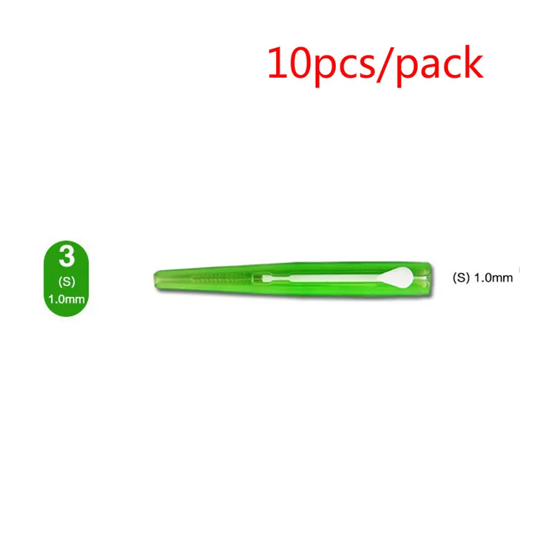 1Pack green 1.0mm 10 шт./упак. для взрослых Чистка пространства между зубами между нажимным зубом Чистка зубные щетки Зубная нить Уход за зубами - Цвет: 1Pack green 1.0mm