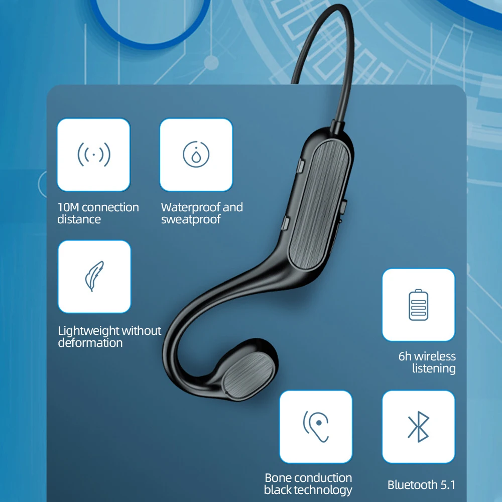  ACCEZZ Newest Bone Conduction Headphones Bluetooth 5 0 Wireless Headset Sweatproof Waterproof Sports Outdoor Earphones With Mic