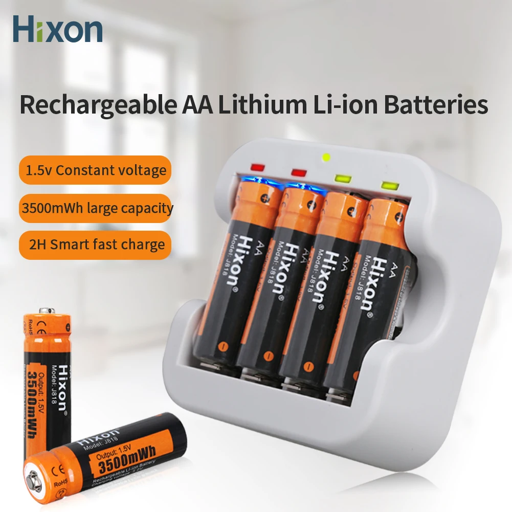 Rechargeable Lithium Batteries Battery Charger 1.5V 3500mWh AA Li-ion Rechargeable Batteries Quick Charger Support Flashlight Fan