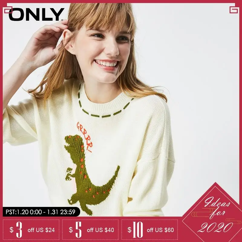 

ONLY winter Loose Fit Cute Pattern round collar sweater | 119313540