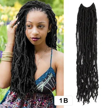 

Nu locs crochet hair natural curly synthetic extend 16 inch ombre Faux Locs crochet braids hair for Afro women