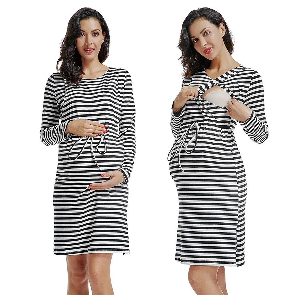 Vetement femme, женское платье для беременных, одежда для кормящих мам, однотонное зимнее платье для кормления, ropa de mujer, платье для беременных