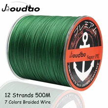 Jioudao Braied Fishing Line 500M PE 12 Strands Multifilament Super Strong Carp Braid Fishing Line 40LB-205LB