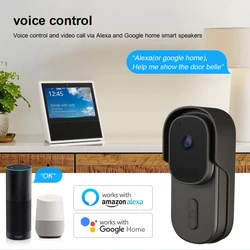 Tuya campainha inteligente 1080p wi fi sem fio hd visual inteligente noite luz campainha câmera de baixa potência voz intercom alarme