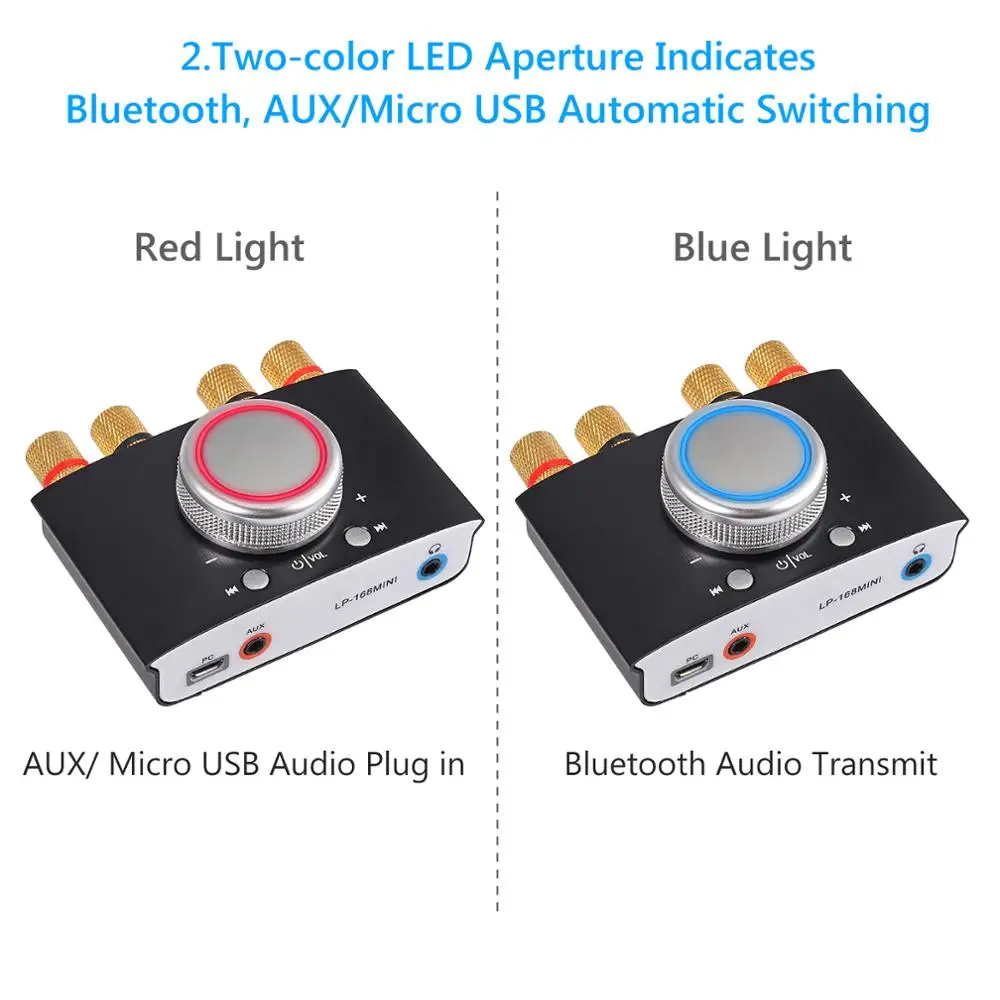 Proster 50 Вт+ 50 Вт мини bluetooth усилитель беспроводной аудио приемник с 12 В 5A DC адаптер стерео Hi-Fi Цифровой амперметр 2 канала