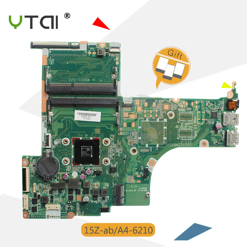 YTAI для HP 15z ab материнская плата ноутбука A4 6210 CPU DA0X22MB6D0 REV:D 809397 601 плата|Материнские