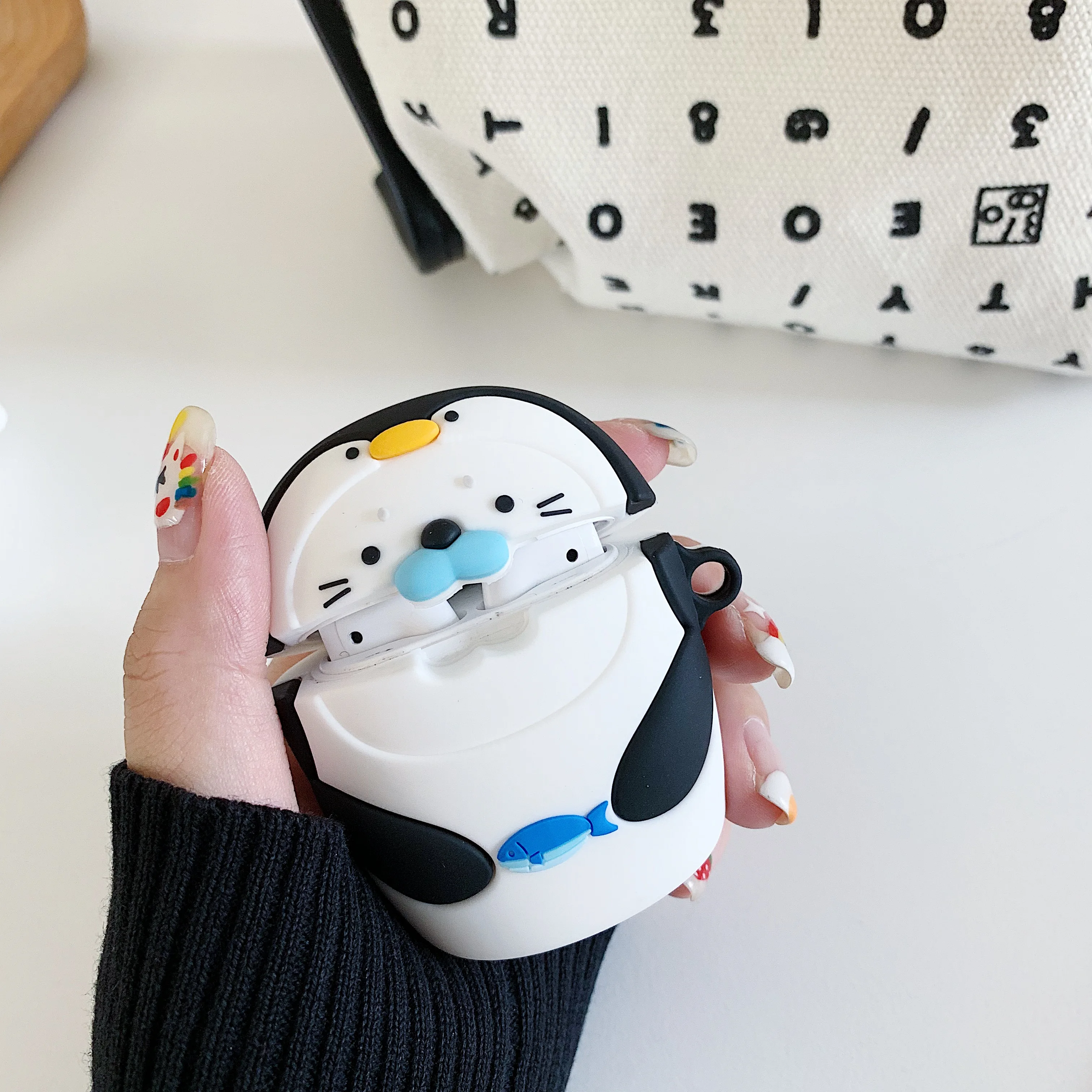 Для Apple AirPods Kawaii Penguin чехол 3D милый мультфильм уплотнение рыба беспроводные наушники крышка оболочка для Airpods 2 Earpods аксессуары