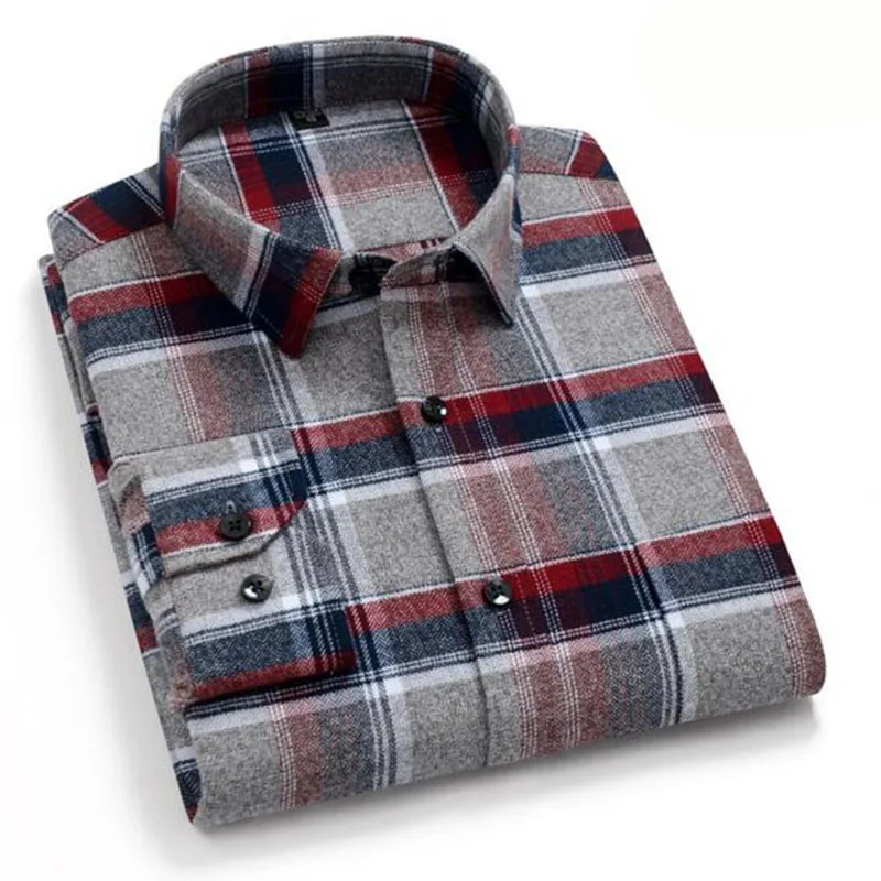 Модный комплект в клетку с принтом Повседневное Однобортный рубашки Camisa, воздухопроницаемая комфортная обувь Измельчить Рубашки на весну-осень ткани смешанных Цвет - Цвет: gray