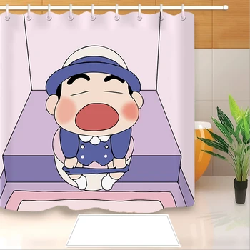 

Popular Anime Crayon Shin-chan 3D Printed Shower Curtain Polyester Fabric Bathroom Curtain Waterproof Hook Bath Curtain 06