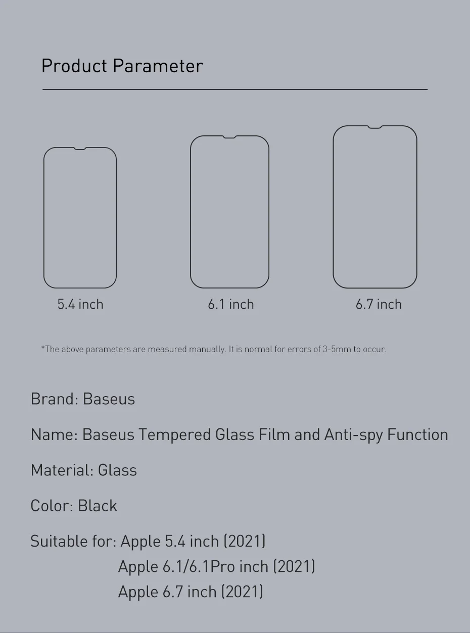 phone tempered glass Baseus 2PCS Tempered Glass For iPhone 13 12 Pro 13Pro Max Mini 2021 Anti Peeping Full Cover Screen Protector Privacy Film Glass mobile screen protector