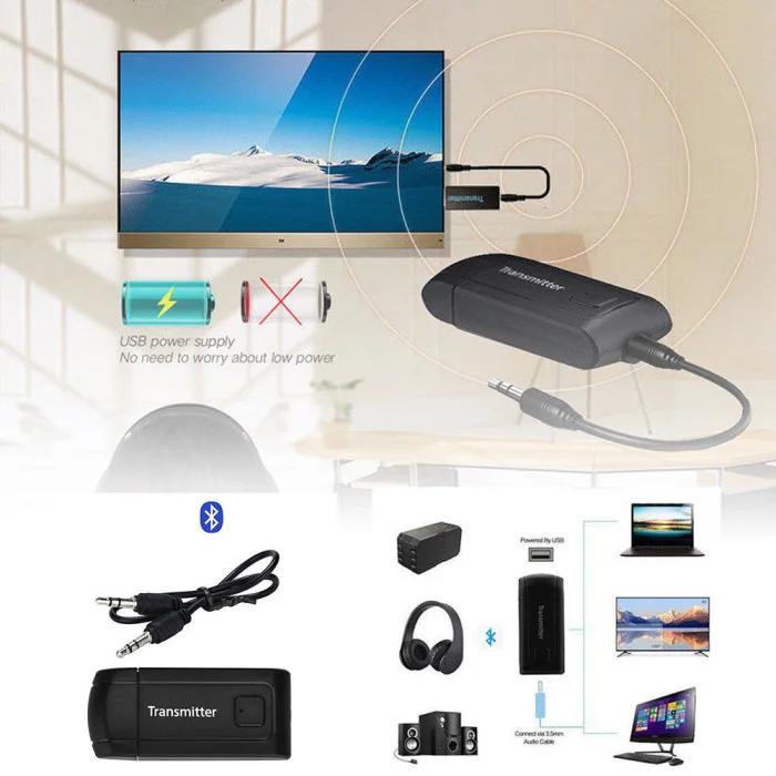 Аудио Bluetooth передатчик 3,5 мм беспроводной адаптер с Bluetooth Plug and Play OD889