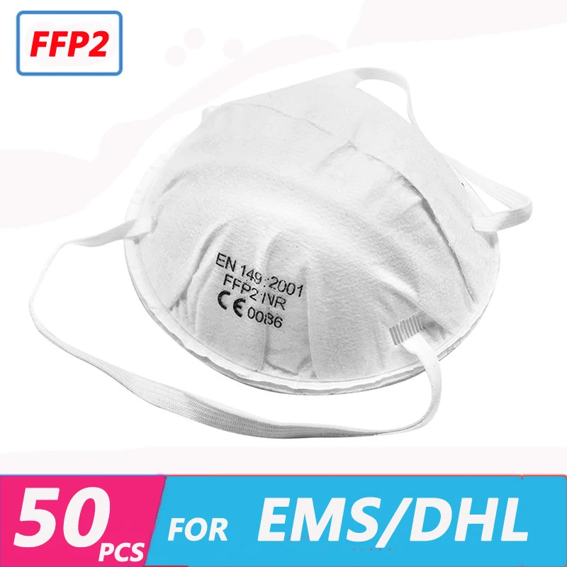 

In Stock! Shipping By EMS/DHL! 50pcs FFP2 Masks EU Standard Non-woven Windproof Infection Mask Anti PM2.5 Breathing Mouth Cover