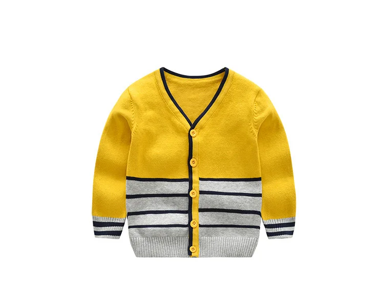 Кардиган в английском стиле для детей, свитер для мальчиков коллекция года, осенняя одежда для детей Детское вязаное модное пальто в полоску с v-образным вырезом зимняя одежда для детей 0-4 лет