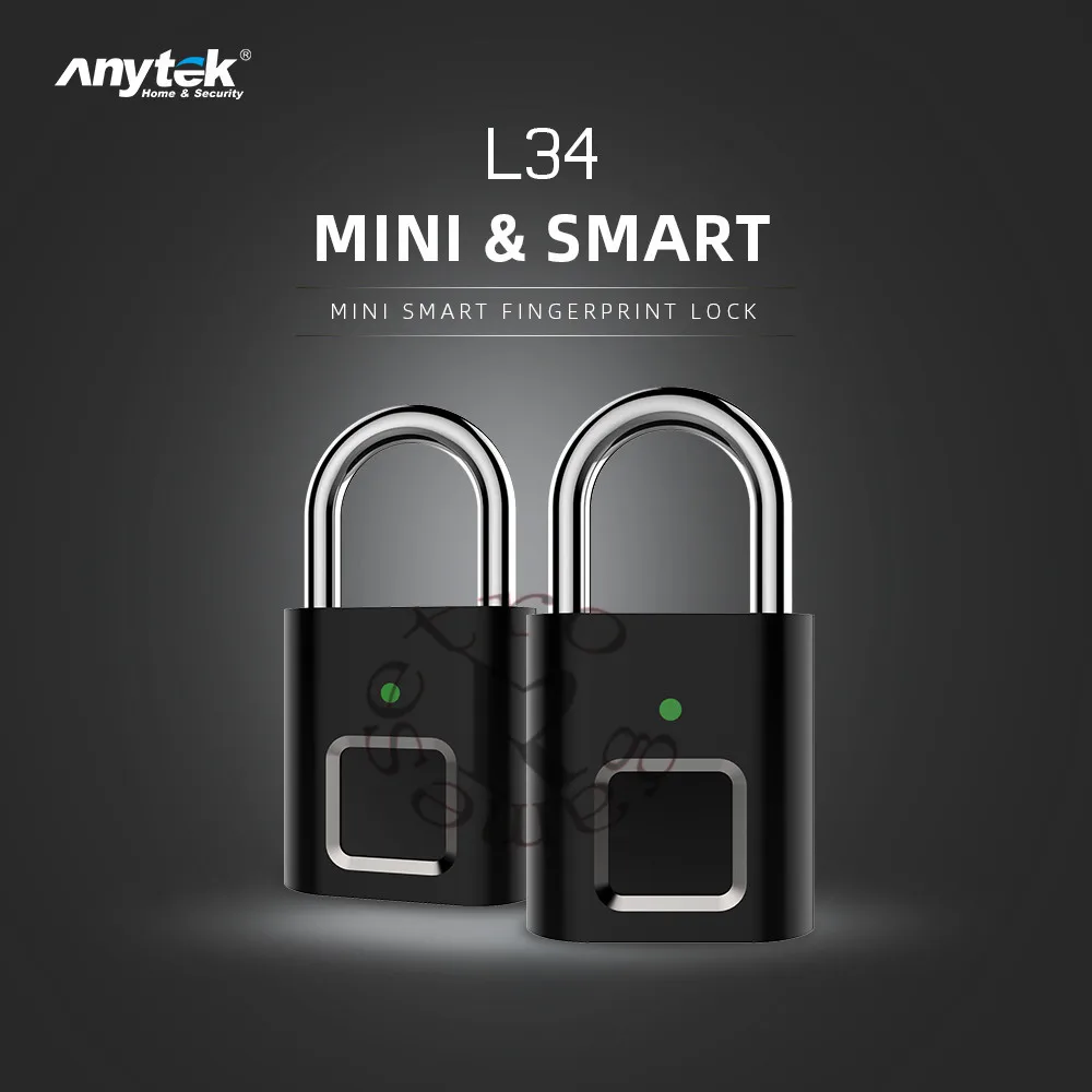 Anytek USB Перезаряжаемый L34 смарт-замок без ключа для отпечатков пальцев с длительным временем ожидания, Противоугонный замок для безопасности, дверной замок для багажа