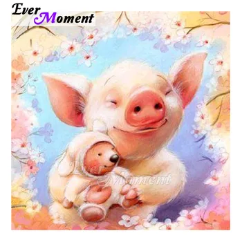 

Ever Moment 2020 Home Decoration Cute Pig Holding Doll Art Craft 5D Handmade Diamond Painting Cross Stitch Kits For Giving 5L973