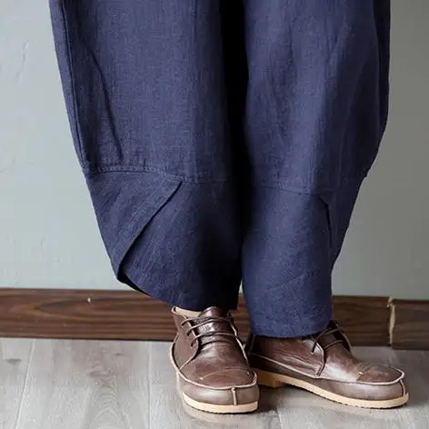 Pantalon femme Этническая винтажная эластичная талия широкие брюки женские льняные хлопковые брюки длиной до щиколотки повседневные брюки палаццо X90