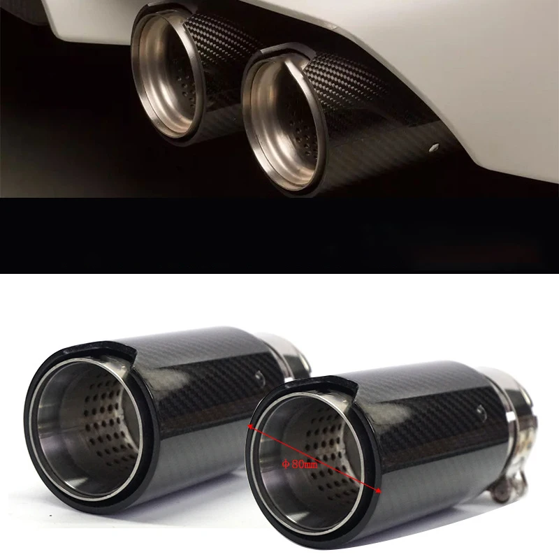 1pcs 63m m inlet 80mm outlet series exhaust pipe one black stainless steel m standard smooth carbon fiber exhaust pipe
