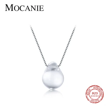 

Mocanie New 925 Sterling Silver Transparent Crystal Lovely Water Drop Pendant Necklace for Women Box Chain Fine Jewelry Bijoux
