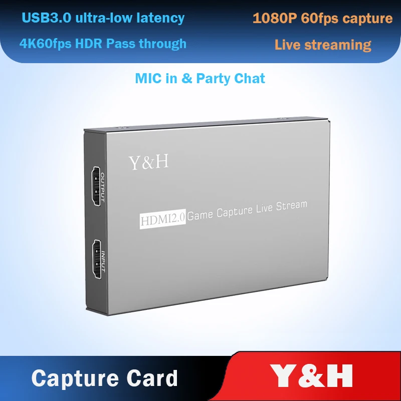 Y & H 4K HDR HDMI2.0 игровая карта захвата USB3.0 запись видео и прямые трансляции 1080P 60fps с