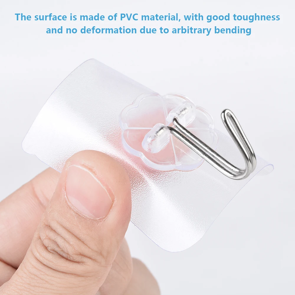 Transparent Plum Blossom Hook Waterproof Adhesive Strong Hook Bathroom Living Room For Towel Key 