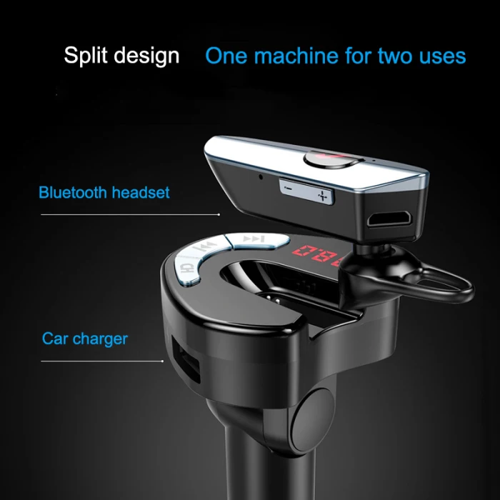 Беспроводной USB Автомобильное зарядное устройство для мобильного телефона Handsfree fm-передатчик MP3 с беспроводными Bluetooth наушниками B99