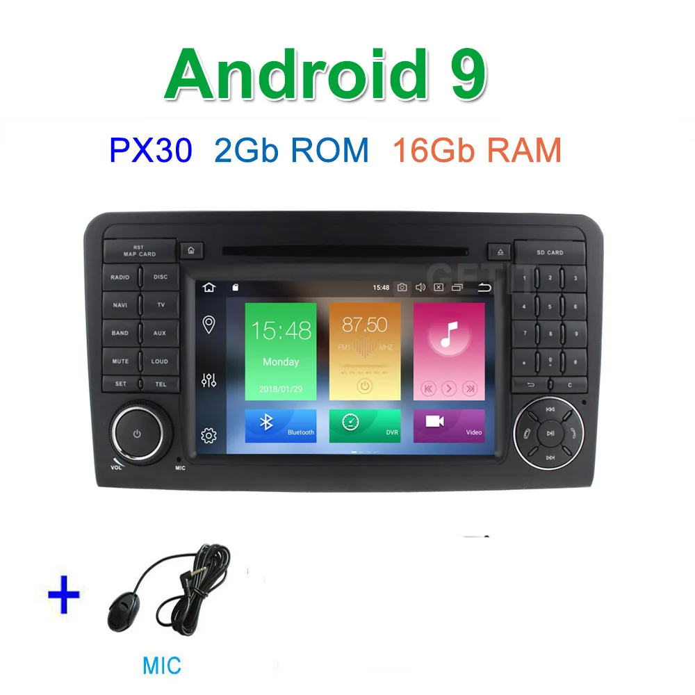 PX6 Автомобильный DVD стерео Мультимедиа Радио Android 9 для Mercedes Benz GL ML CLASS W164 ML350 ML500 X164 GL320 - Цвет: PX30 2G 16G