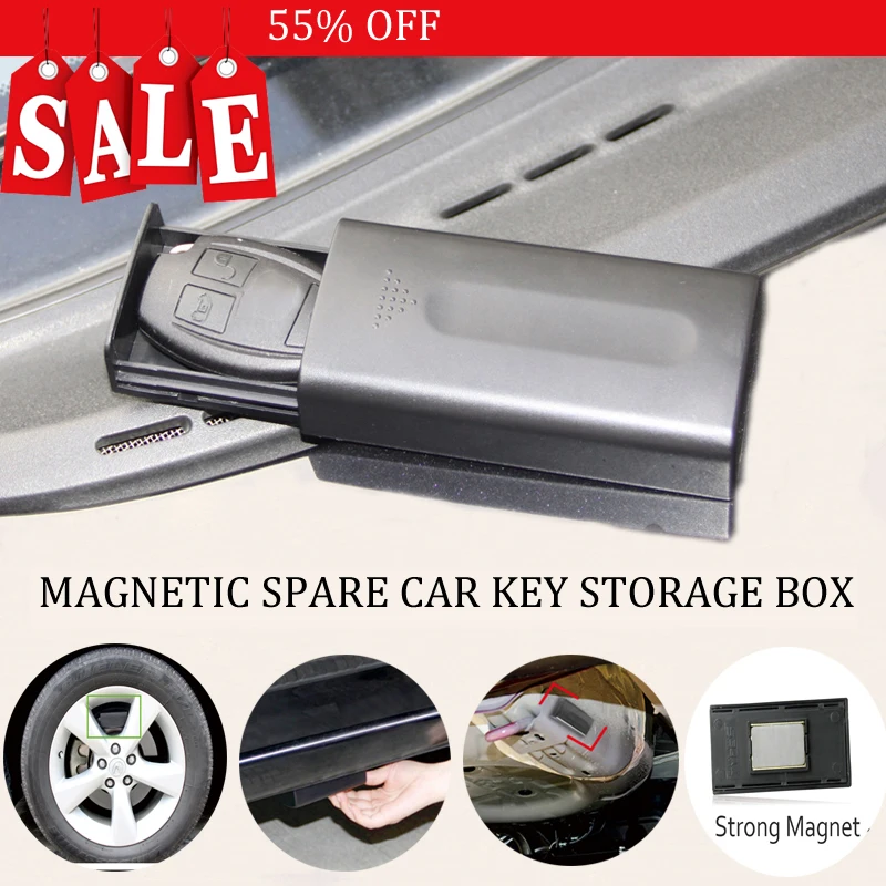 LLavero de coche magnético, caja de seguridad con imán para casa, oficina, coche, camión, caravana, caja secreta, color negro, nuevo