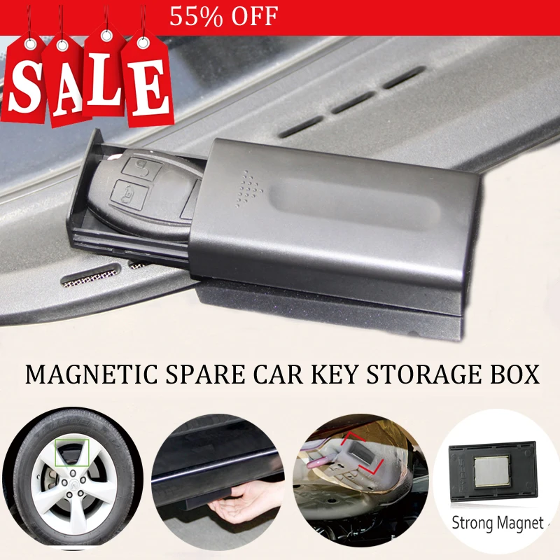 New Black Key Safe Box Magnetic Car Key Holder Box Outdoor Stash With Magnet For Home Office Car Truck Caravan Secret Box