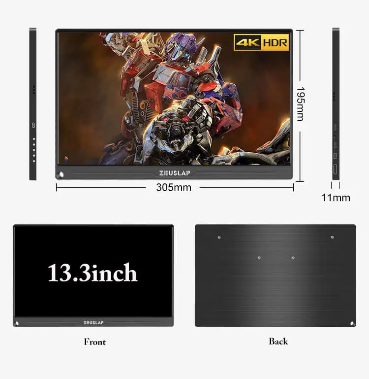 13.3inch 4K 12," 13,3" 15," Тип C USB C HDMI DP 1080P 4K ультратонкий портативный монитор экран для переключателя, PS4, xbox, ноутбука, мобильного телефона - Цвет: 13.3inch 4K