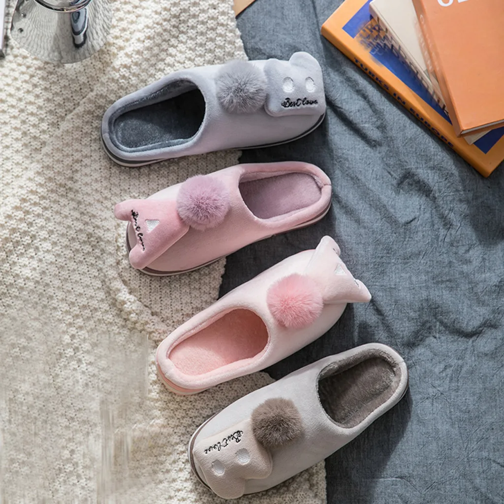 

Indoor Plush Slippers Warm Men Soft Bottom Platform Shoes Cute 2019 Men Home Cotton Slippers Large Fluffy Warm Winter Slippers