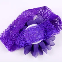 Горячая распродажа! эластичная кружевная лента для волос для девочек с шифоновым цветком, повязка на голову